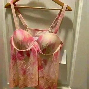 Meet Curve Tankini Top Size XL pink tie dye NWT